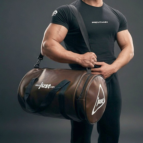 Just Leather Sport Bag -Şık Suni Deri Spor Çantası (Kahverengi &amp; Siyah) - Galeri