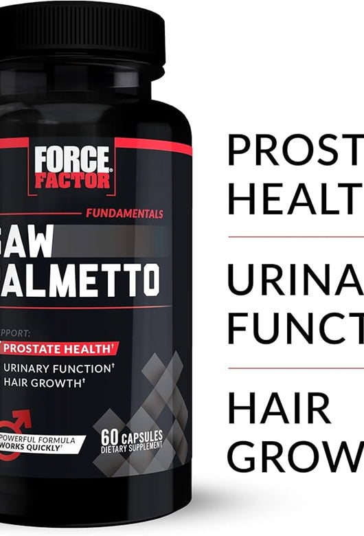 Force Factor Saw Palmetto for Men, Prostate Supplement for Men to Support Urinary Function, Prostate Relief & Hair Growth, with BioPerine for Superior Absorption, 60 Capsule - Galeri