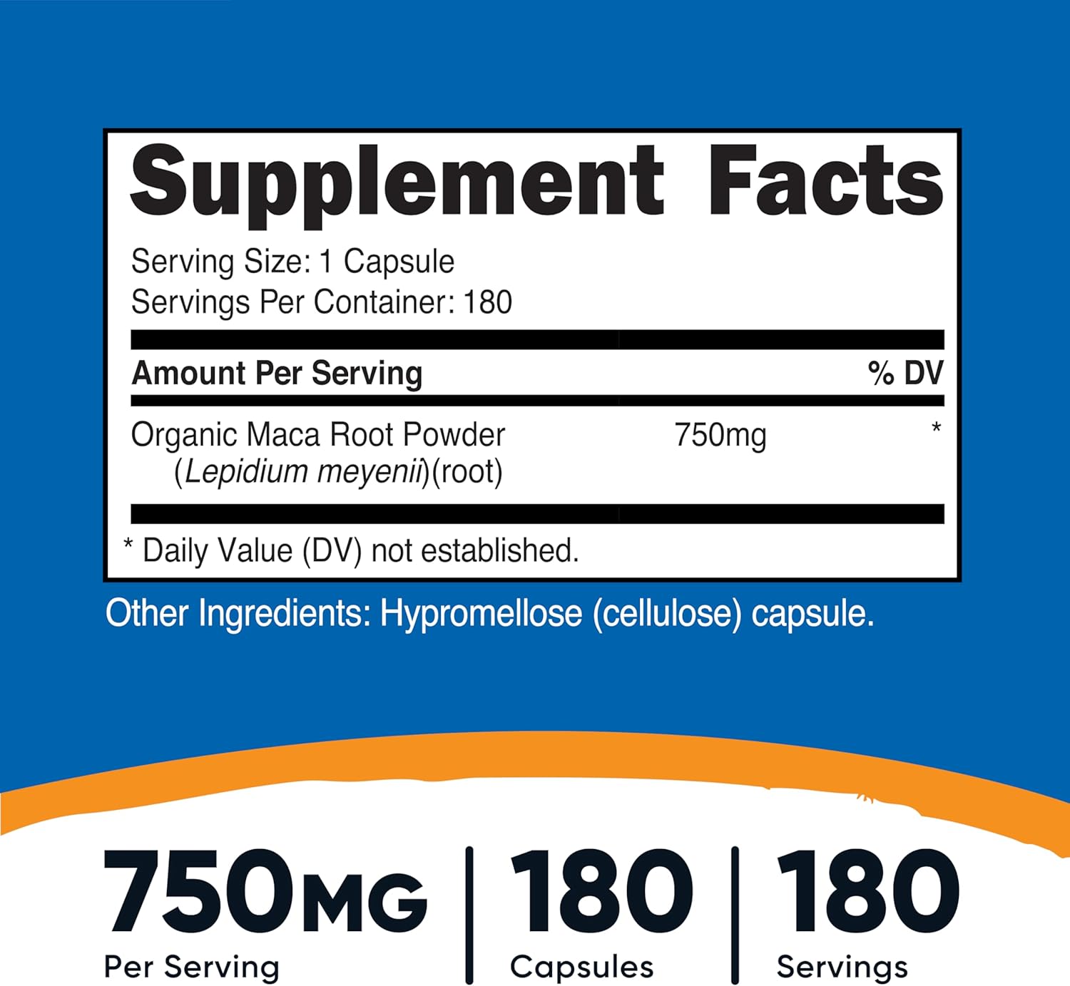 Nutricost Maca Root Capsules Lepidium meyenii 750mg 180 Caps 180 Servings - Galeri