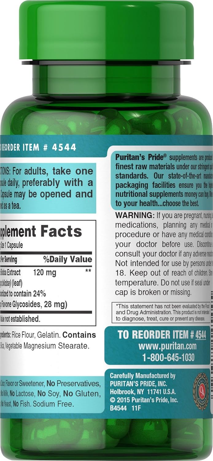 Puritan's Pride Ginkgo Biloba Extract 120 mg - 100 Caps - Galeri