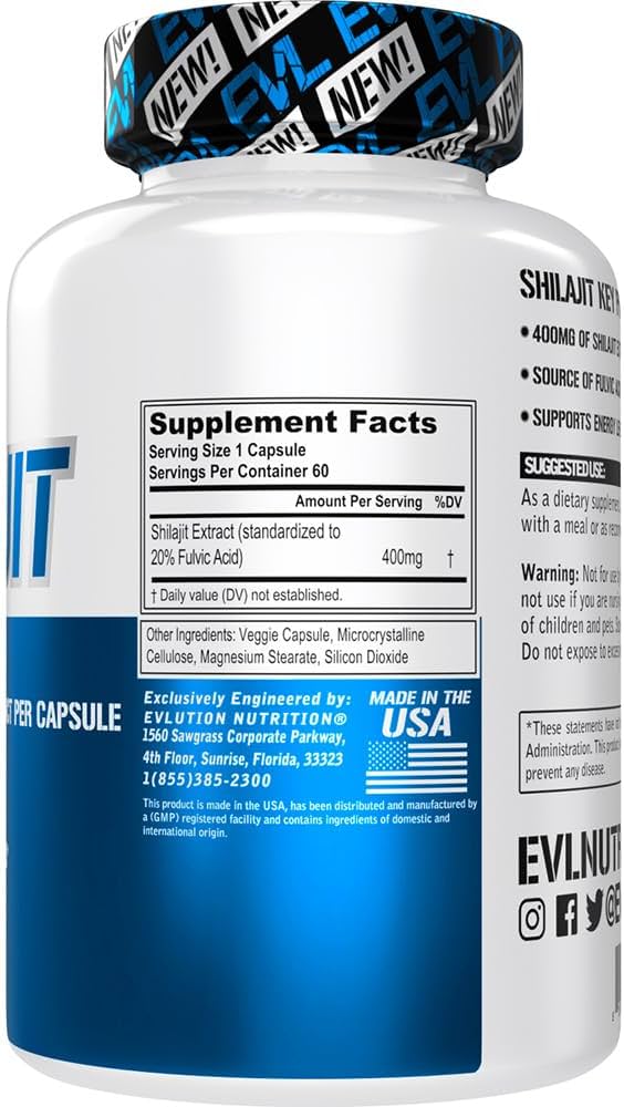 EVLution Nutrition Shilajit Fulvic Acid 60 Vegetarian Capsules - Galeri