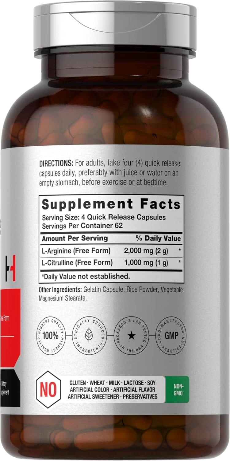 Horbaach L-Arginine(Arjinin) L-Citrulline(Sitrulin) Complex | 3000mg | 250 Caps - Galeri