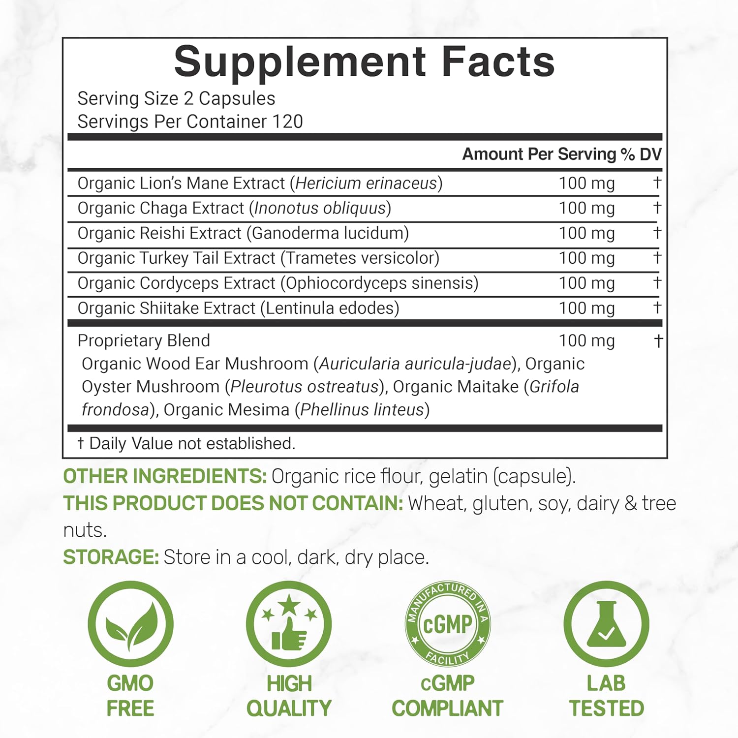 Deal Supplement Organic 10-in-1 Lions Mane Turkey Tail Reishi Cordyceps Mushroom Complex Immune, Energy & Nootropic Brain Support - Galeri