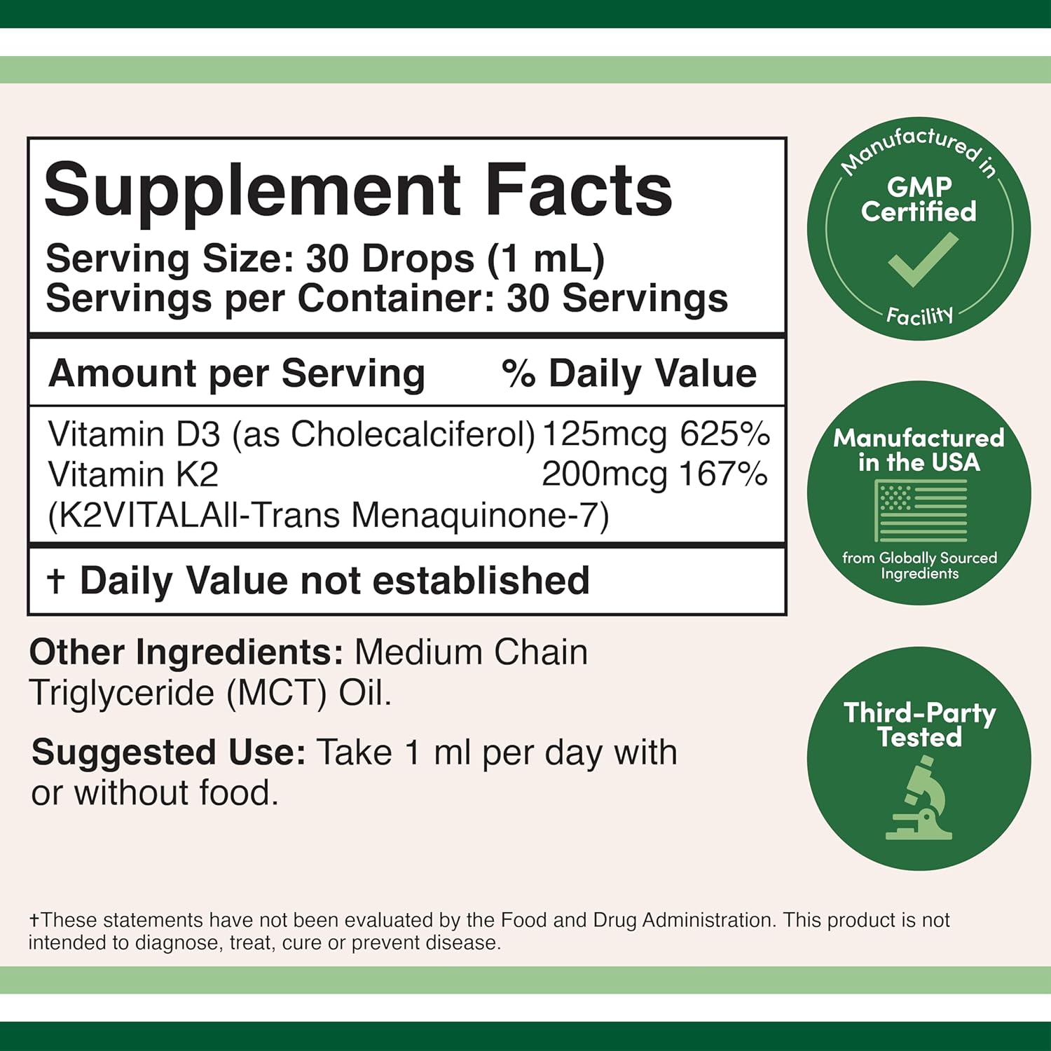Double Wood Vitamin D3 K2 MK-7 Immune Support 5,000 IU Liquid Drops - Galeri