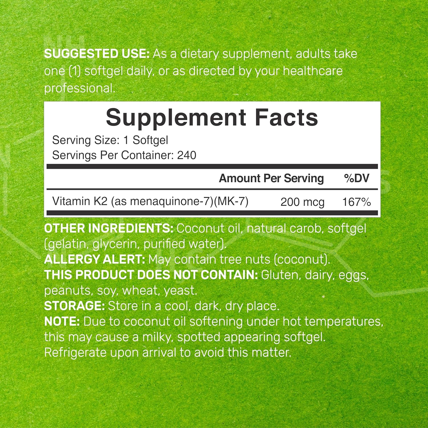 DEAL SUPPLEMENT Vitamin K2 MK-7 200mcg Coconut Oil Softgels Easily Absorbed Menaquinone-7 Form Bone, Joint Immune Support - Galeri
