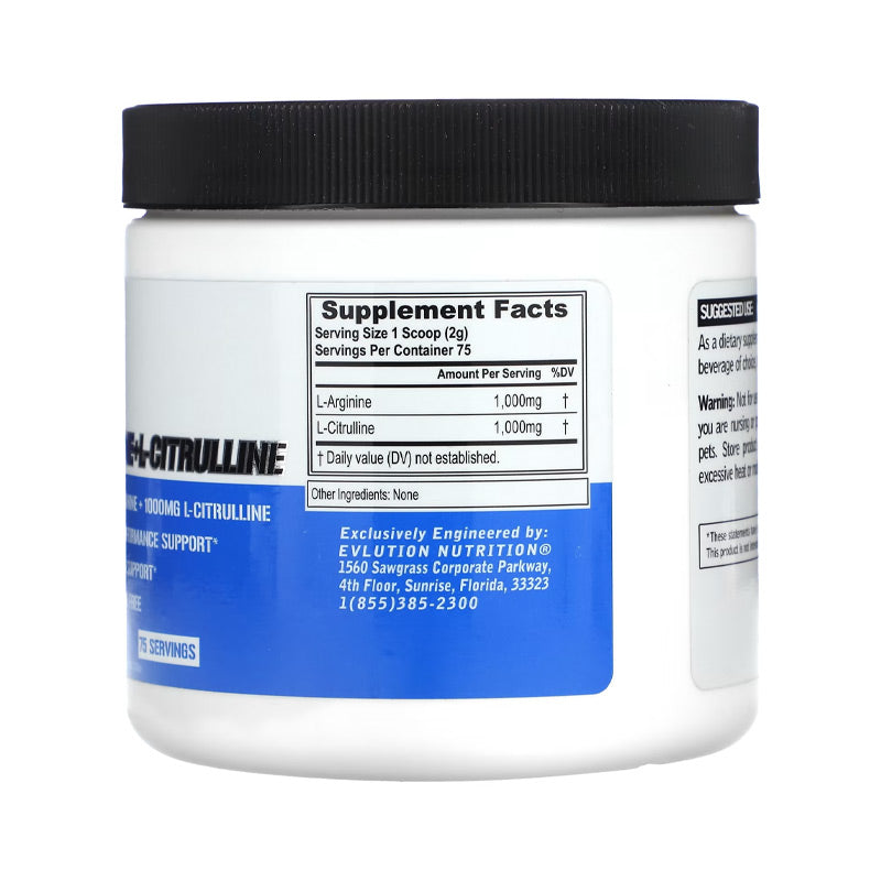 Evlution Nutrition L-Arginine + L-Citrulline - 2000mg Complex 75 Servings - Galeri
