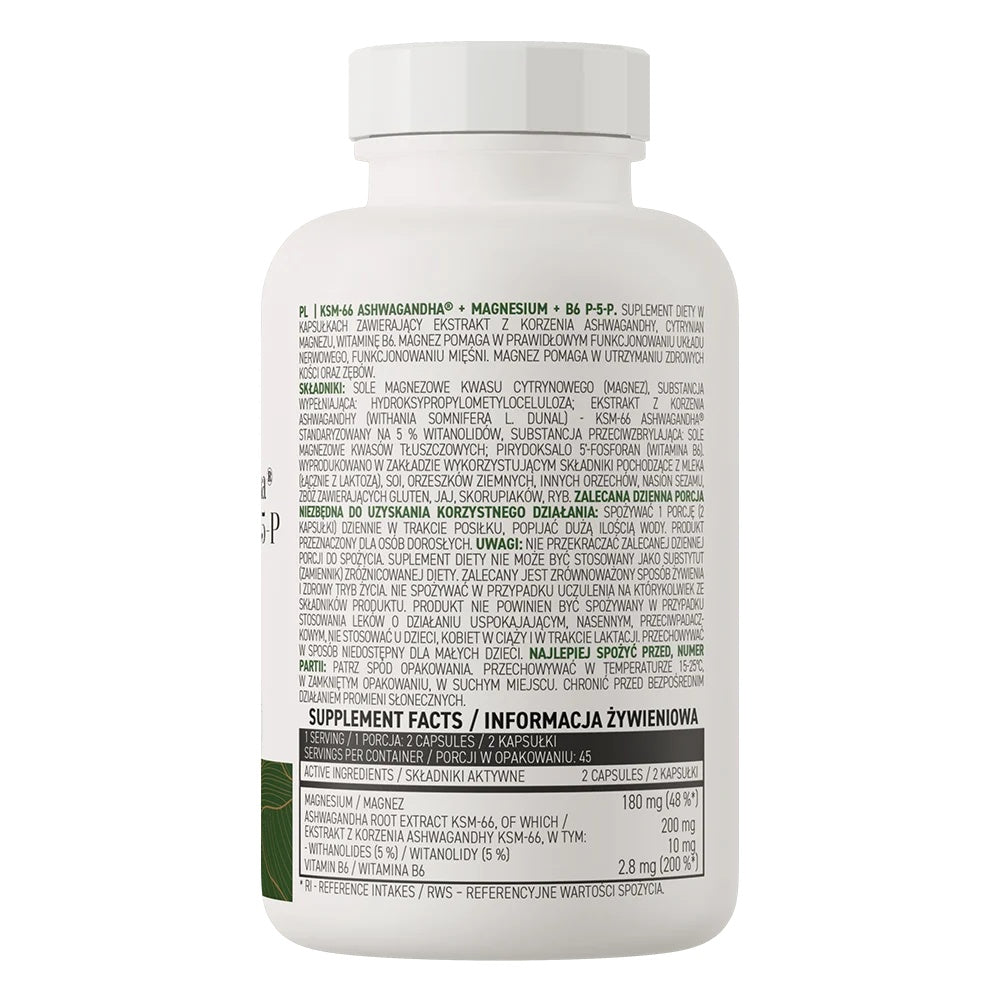OstroVit Ashwagandha KSM66 + Magnezyum + B6 P-5-P Vege 90 kapsül - Galeri
