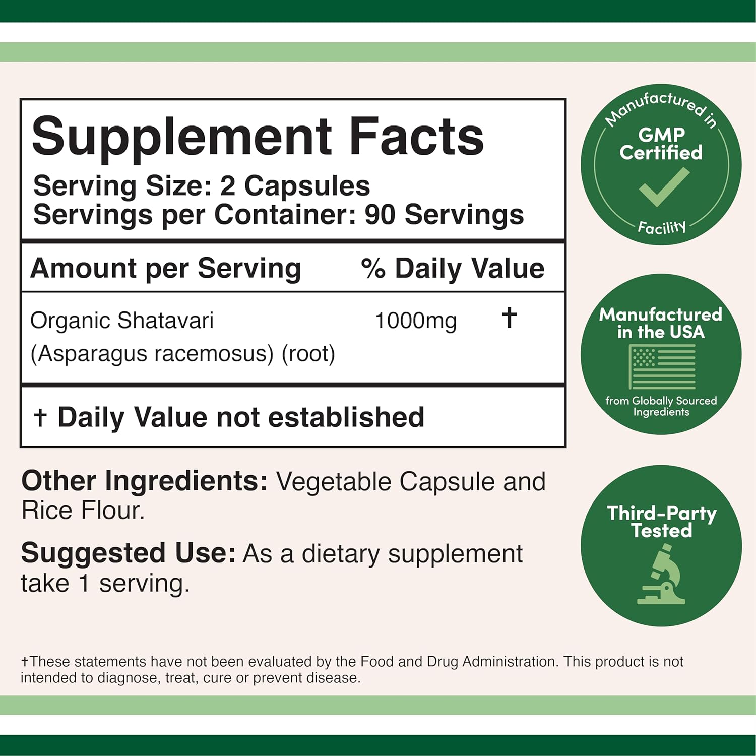 Double Wood Organic Shatavari Asparagus Caps 1,000mg 180 Caps Hormone Balance and Prolactin - Galeri