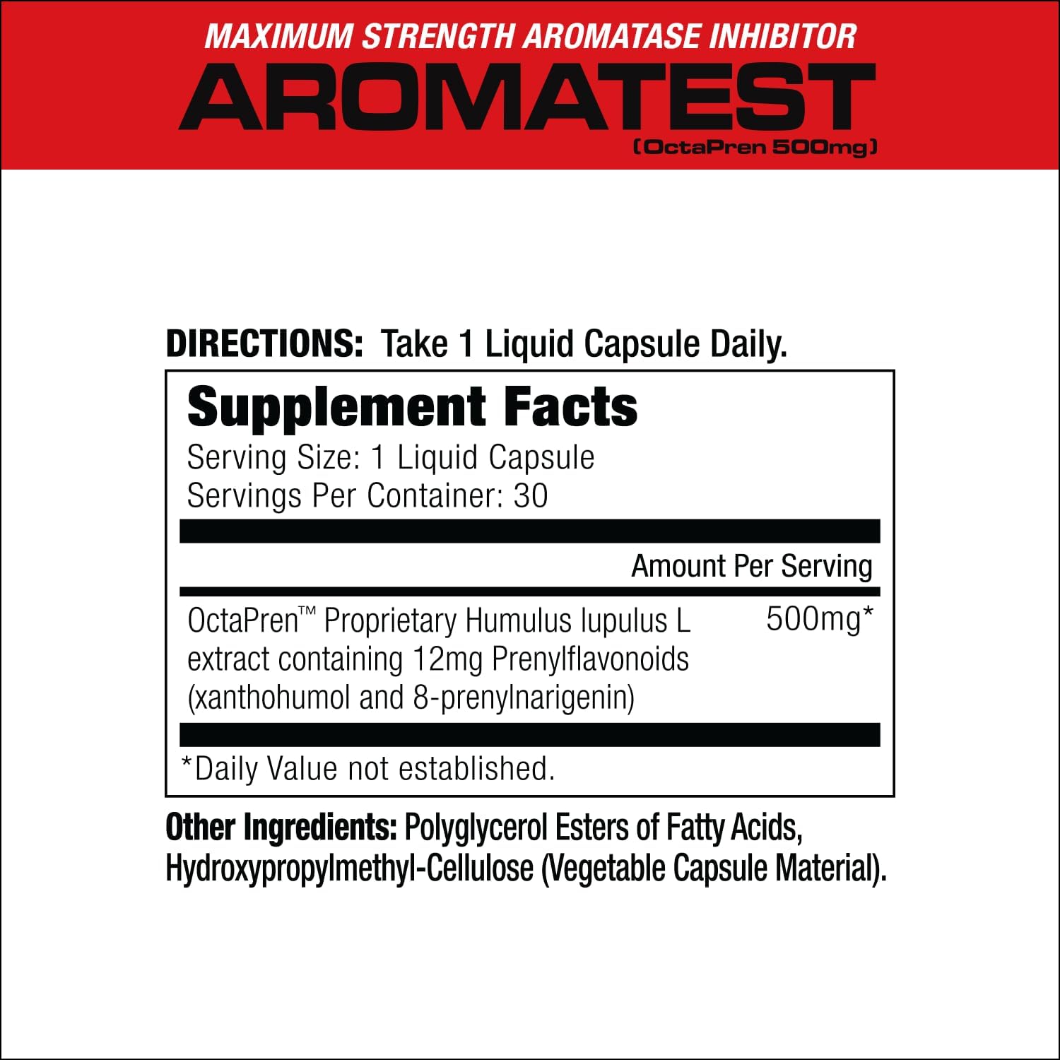 MuscleMeds AROMATEST Testosterone Booster & Aromatase Inhibitor, Lowers Estrogen, Supports Muscle Building & Strength, Anti-Aging Hormone Replacement for Men, 30 Liquid caps - Galeri