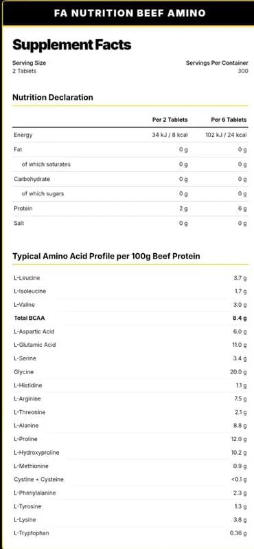 Fa Beef Amino 600 Tablet - 300 SERVİS - Galeri
