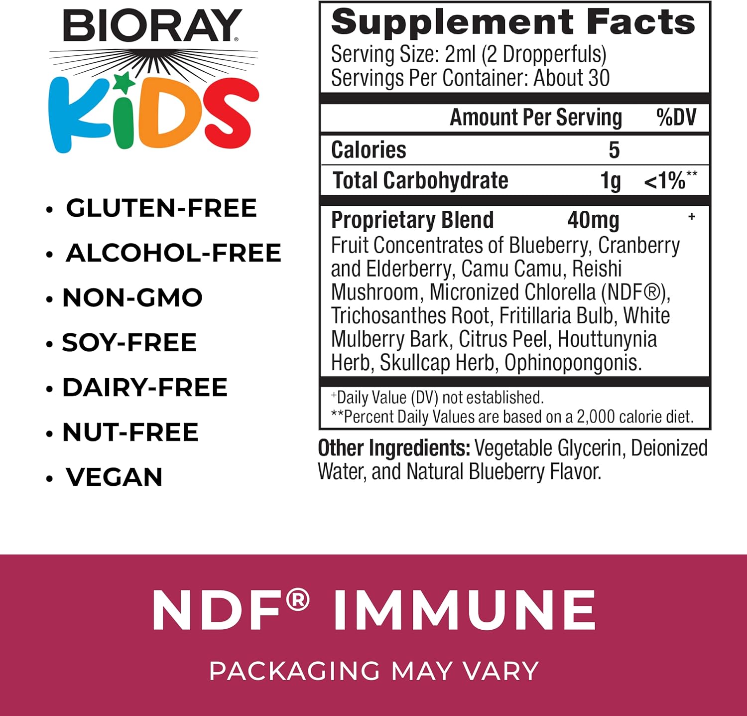 BIORAY Kids NDF Immune Blueberry Immune Support Toxin Remover - Vegan Gluten Free - Approx 30 Servings - Galeri