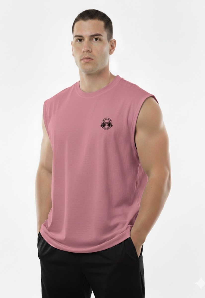 Bisiklet Yaka Pembe Kolsuz Tişört