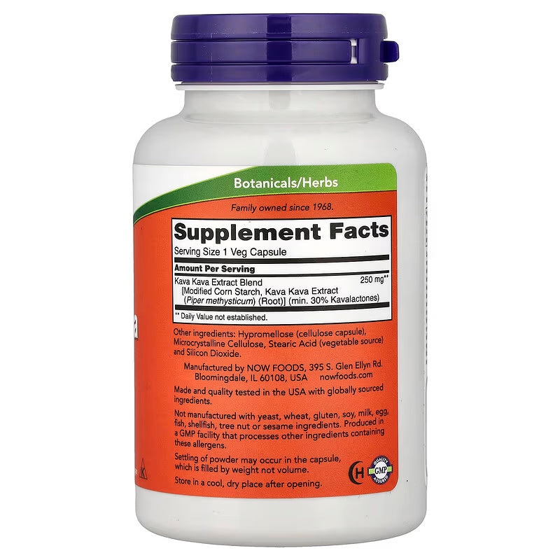 NOW Foods Kava Kava Extract Sleep Brain & Cognitive 250 mg 120 Veg Caps - Galeri