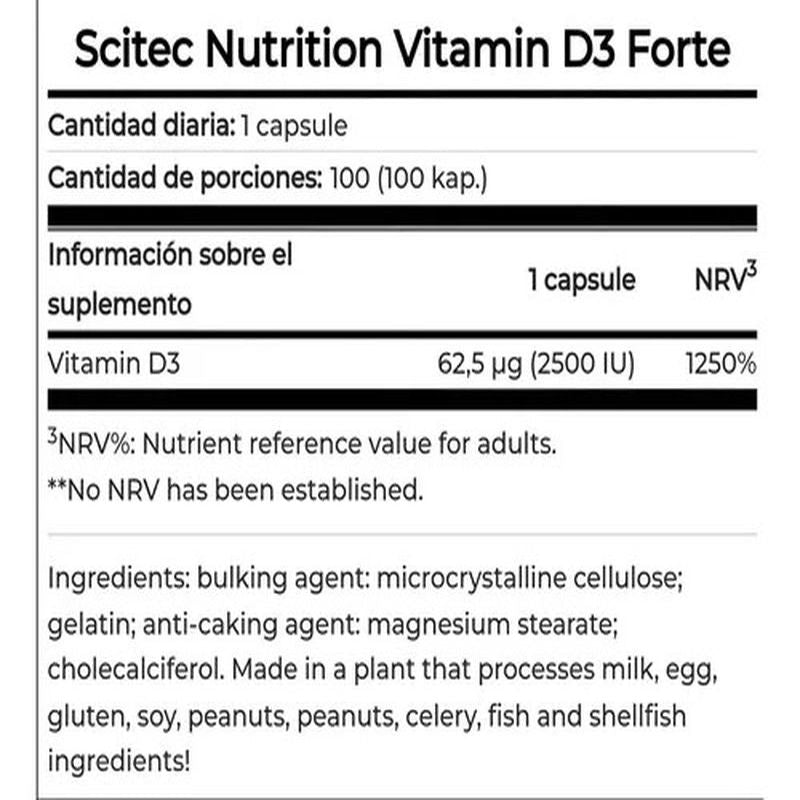 Scitec Vitamin D3 Forte 2500UI (100 caps) - Galeri