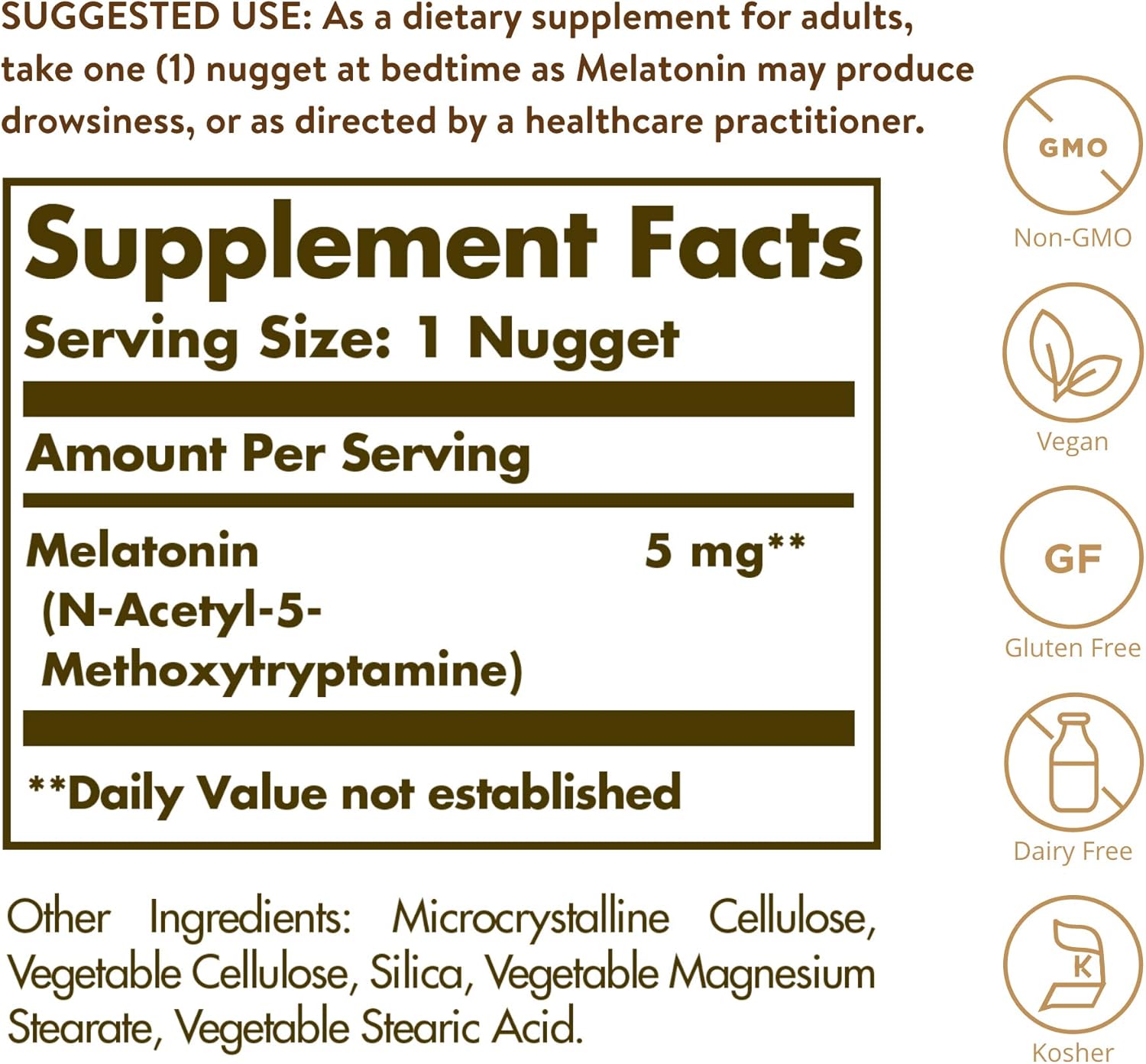 Solgar Melatonin 5 mg 120 Nuggets - 120 Servings - Galeri