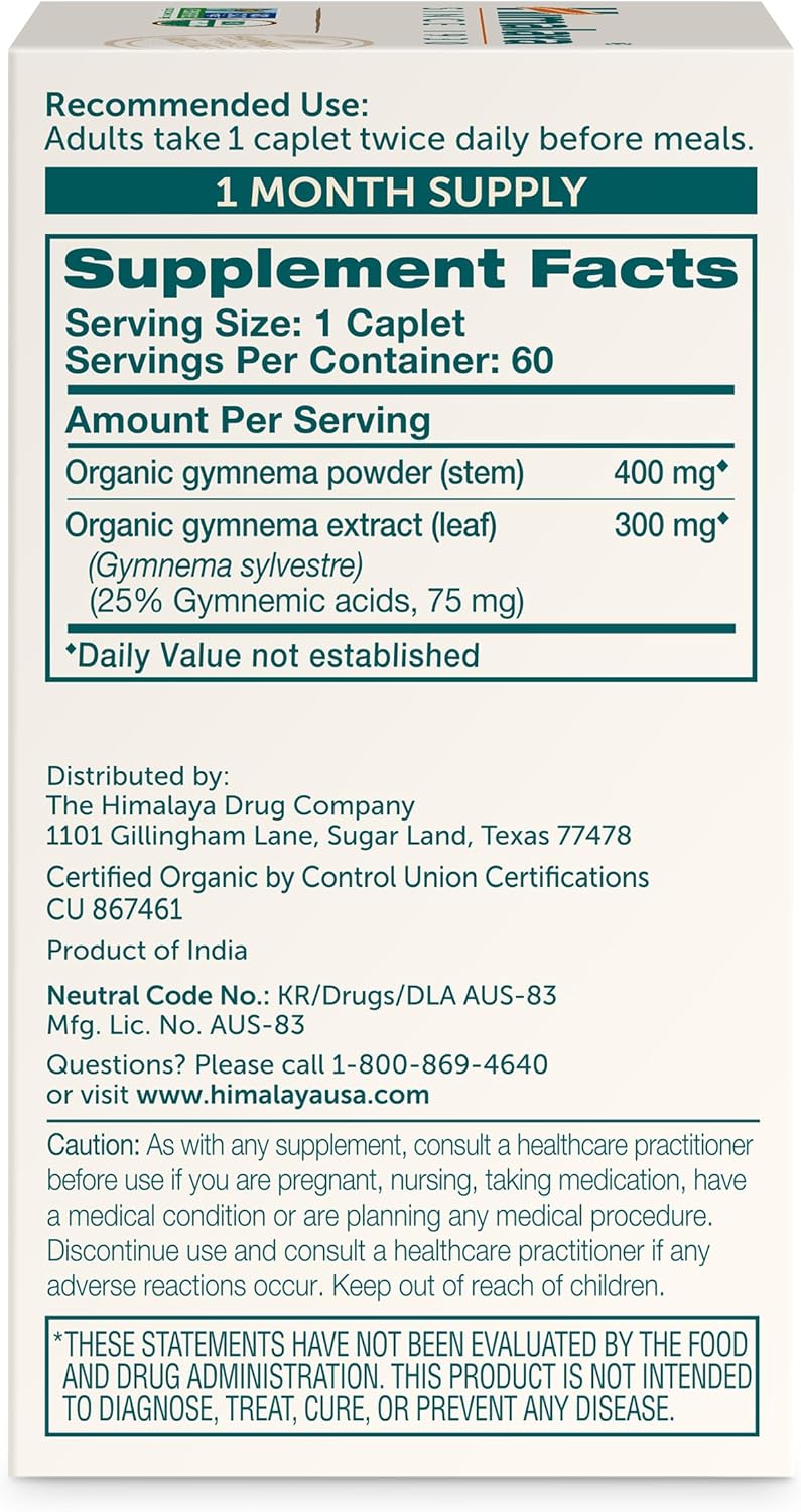 Himalaya Organic Gymnema Sylvestre – Herbal Glucose Metabolism Support 700 mg, 60 Caplets - Galeri