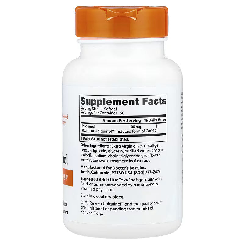 Doctor's Best Ubiquinol Coenzyme Q10 100 mg 60 Softgels - Galeri