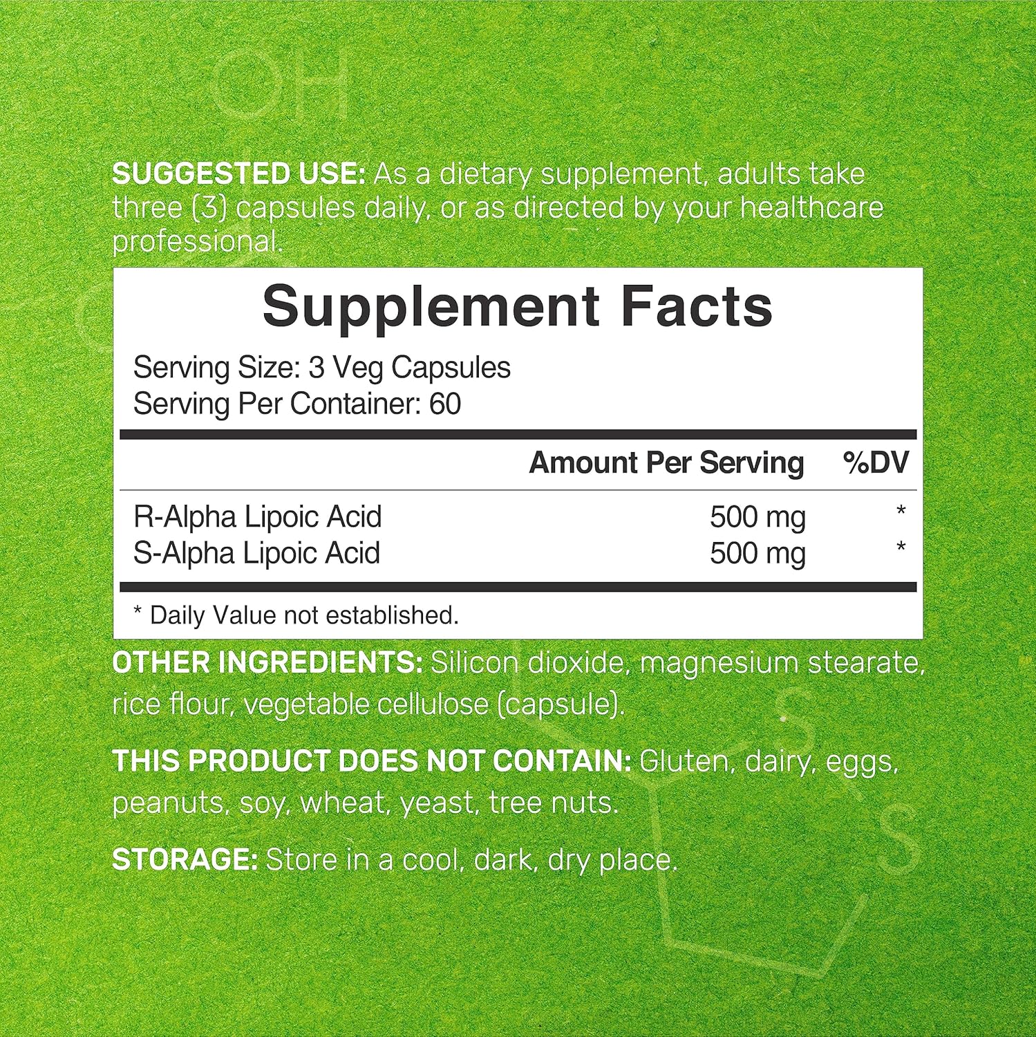 Deal Supplement Alpha Lipoic Acid 1000mg ALA & S-ALA Energy & Nervous System 180 Veggie Caps - Galeri