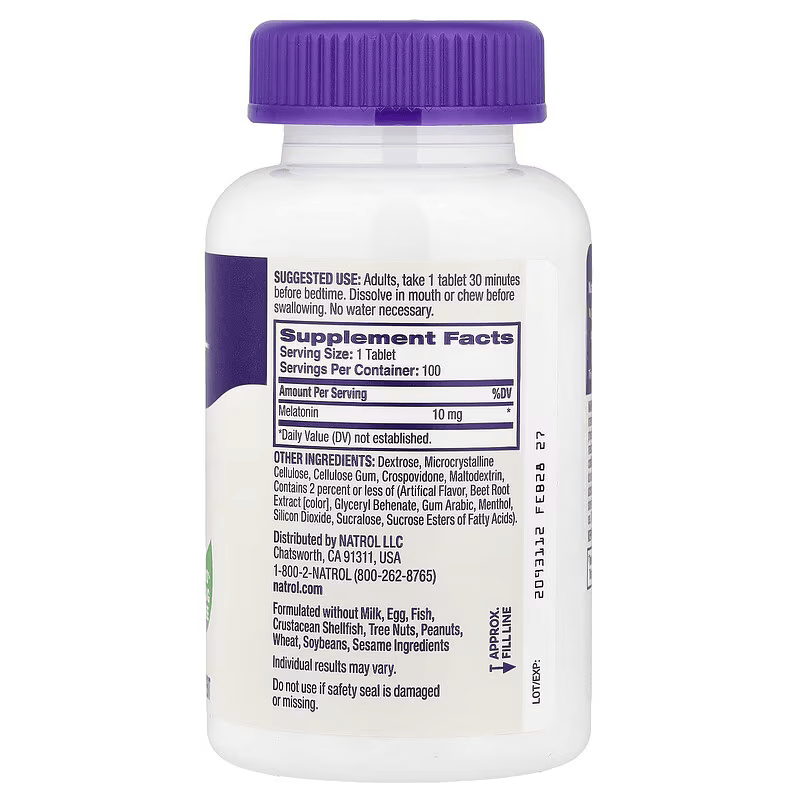 Natrol Melatonin Fast Dissolve Strawberry 10 mg 100 Chews Tablet - Galeri