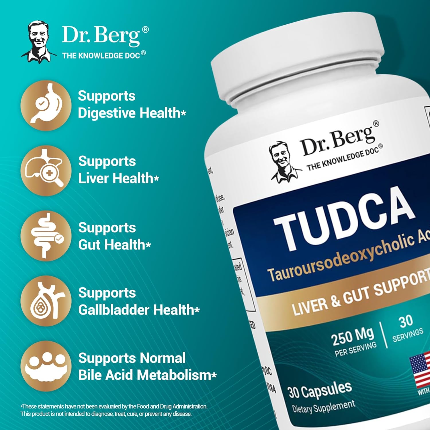 Dr. Berg TUDCA Tauroursodeoxycholic Acid Liver Health Bile Flow Gallbladder Digestive Health 30 Caps - Galeri