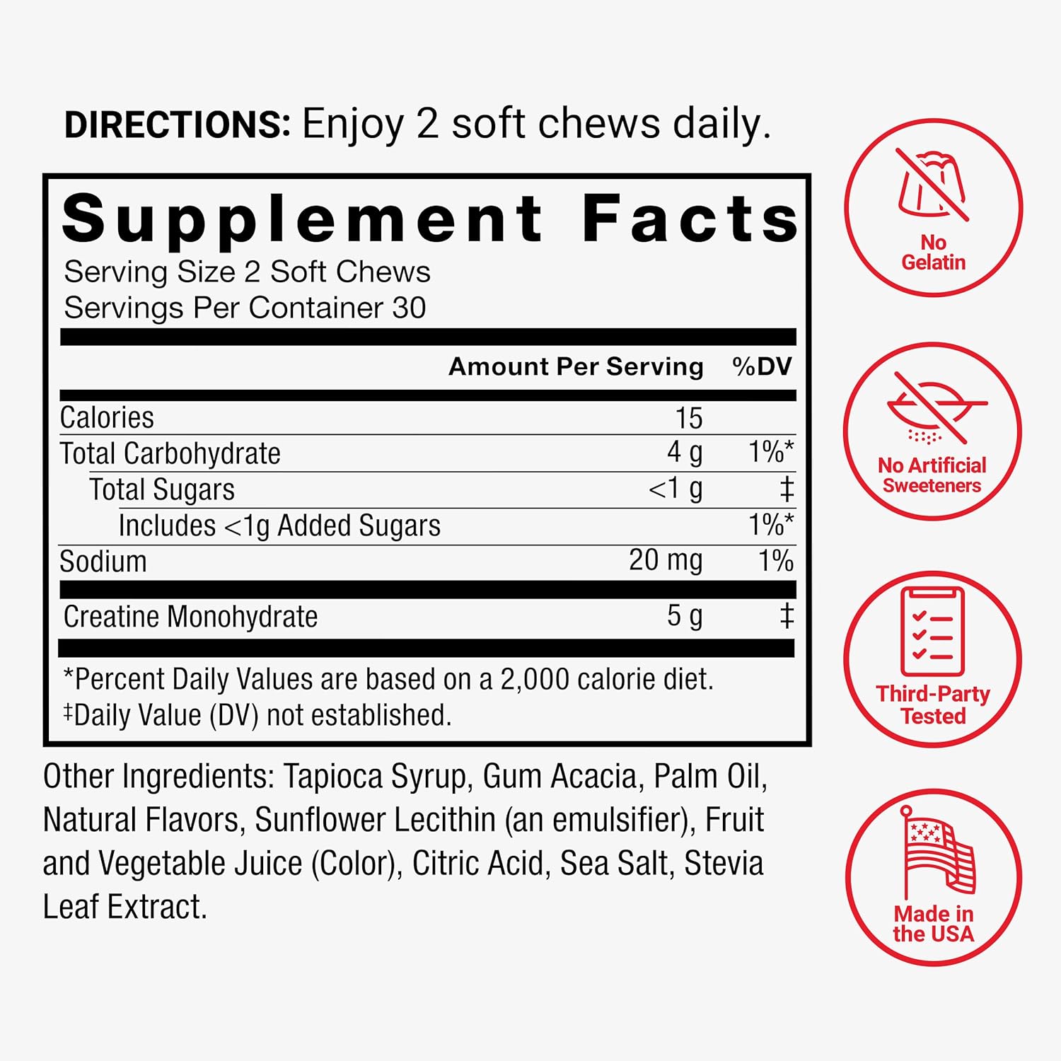Force Factor Legendary Creatine Monohydrate Memory & Cognitive Sugar Free, Berry Blast 60 Chews - Galeri