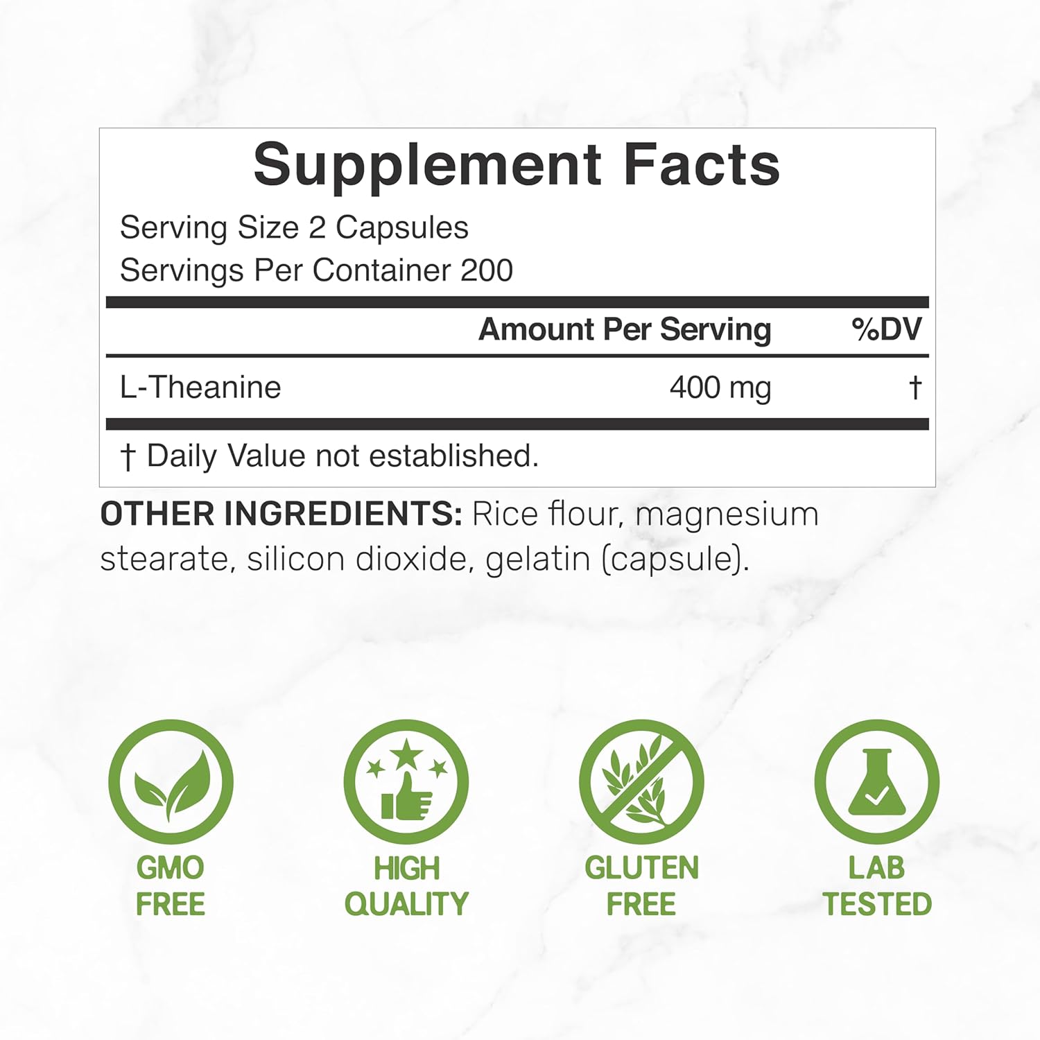 Deal Supplement L-Theanine 400mg Extra Strength Amino Acids for Focus & Relaxation Support 400 Caps - Galeri