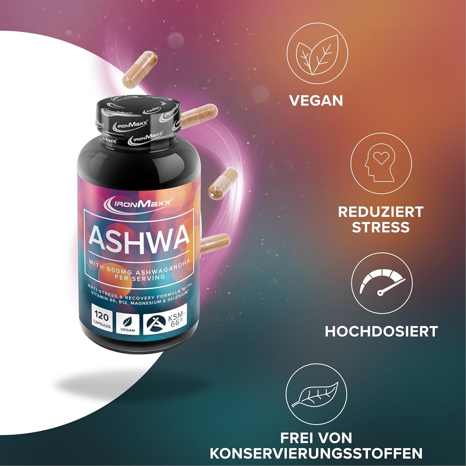 IronMaxx Ashwagandha - 120 Capsules | 600mg KSM-66® - Galeri