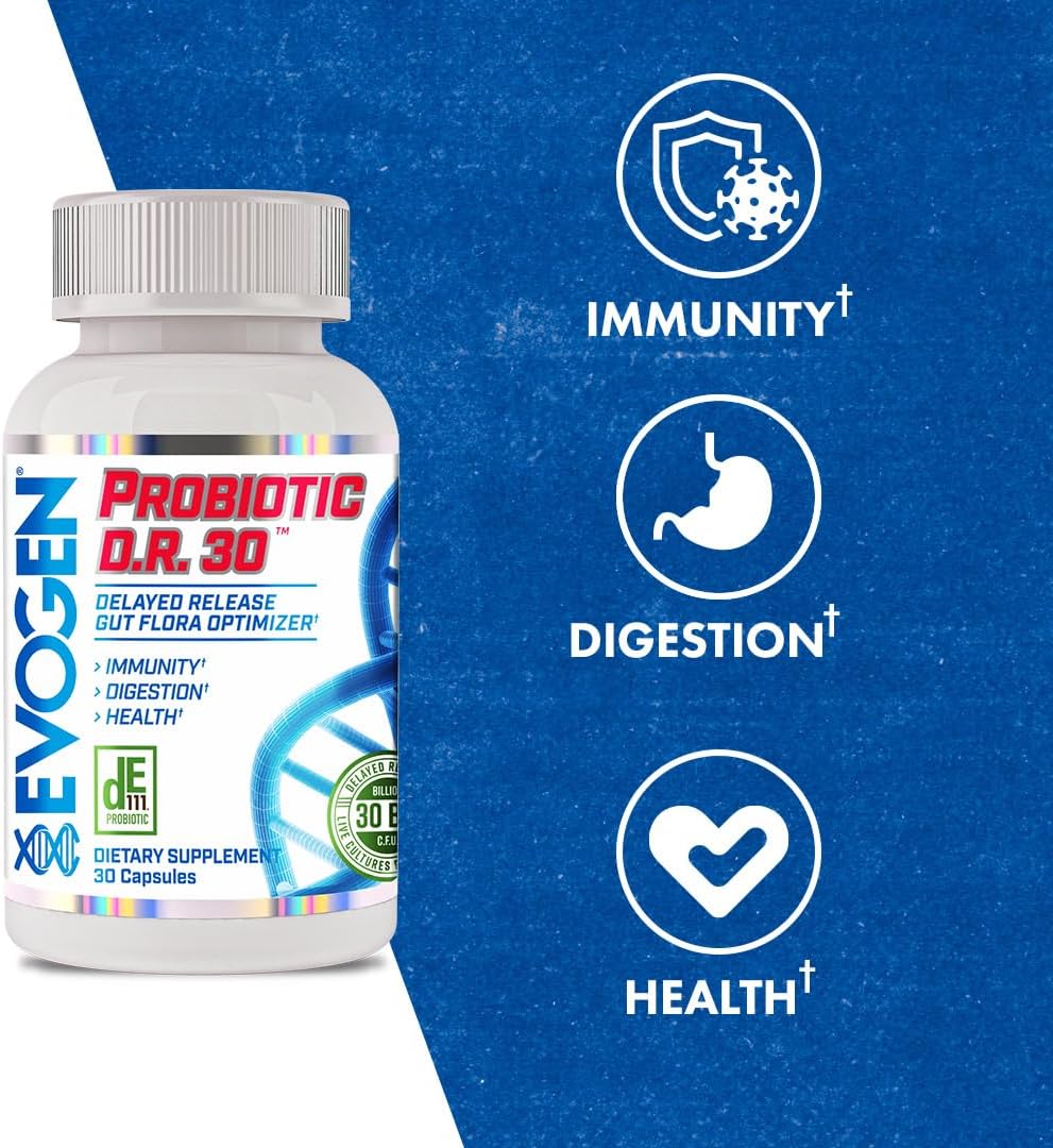 Evogen Probiotic D.R. lactobacillus Gut Flora Optimizer Immunity Digestion Health 30 Billion CFUs 30 Caps - Galeri