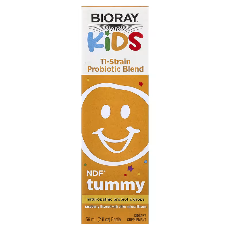 Bioray Kids NDF Tummy 11-Strain Children's Probiotics Blend Raspberry 2 fl oz 60 ml