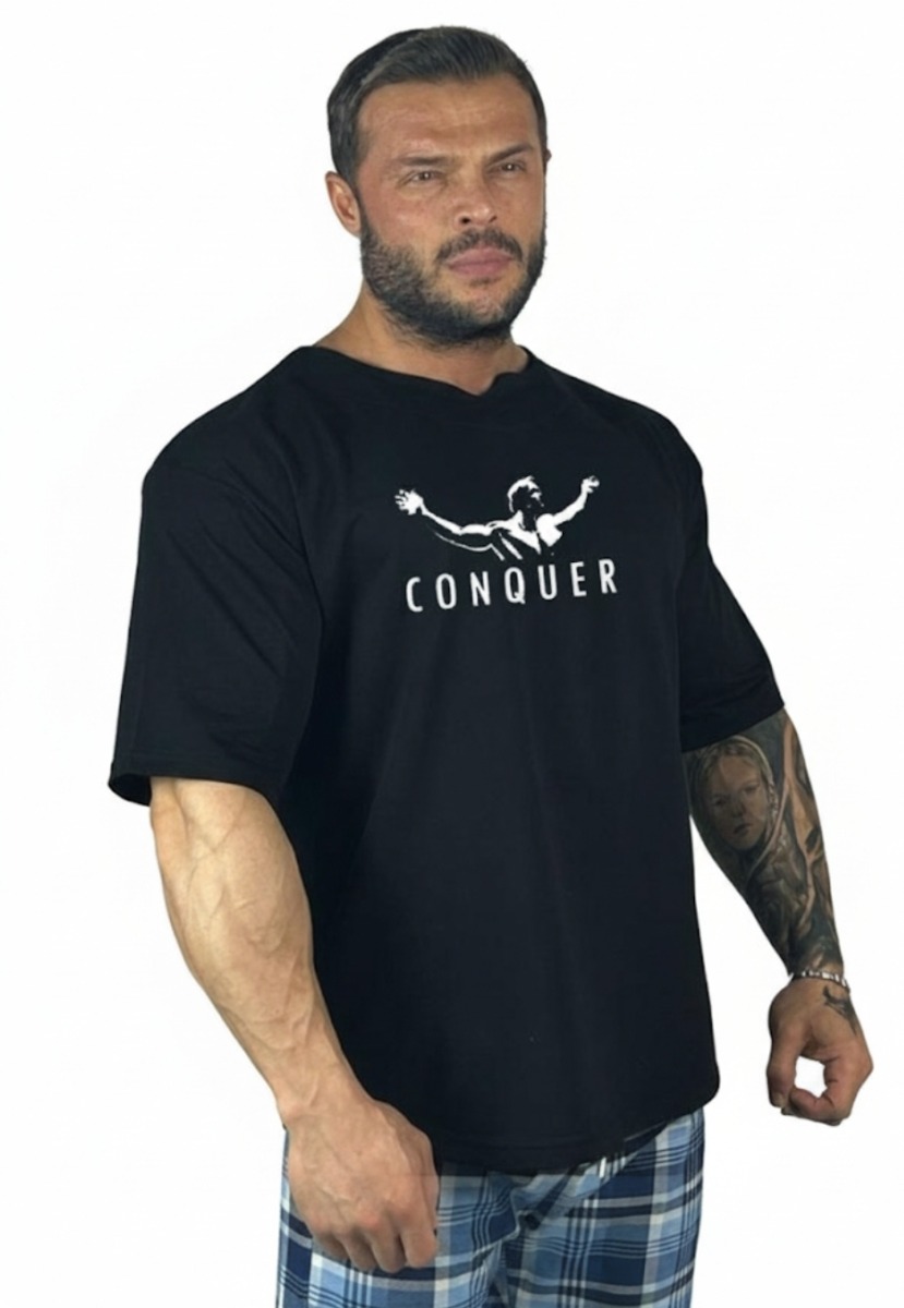 OVERSIZE TİŞÖRT CONQUER SİYAH