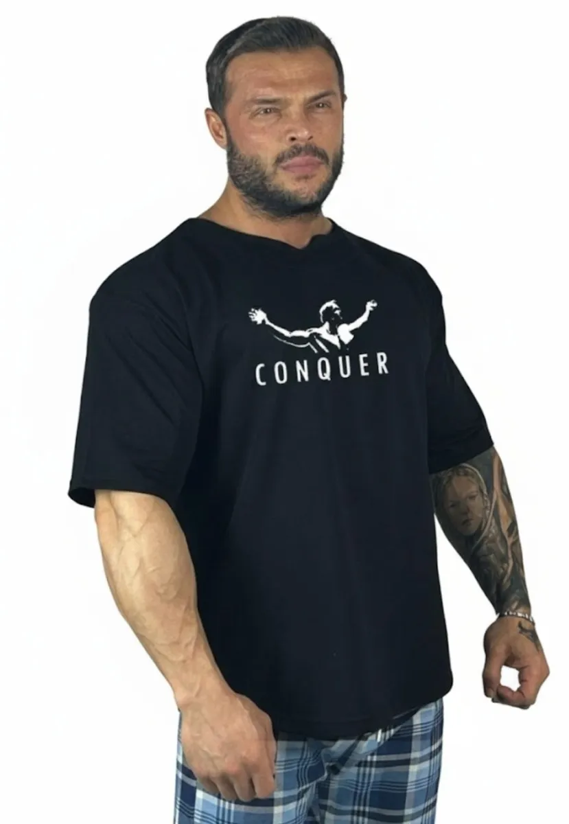 OVERSIZE TİŞÖRT CONQUER SİYAH