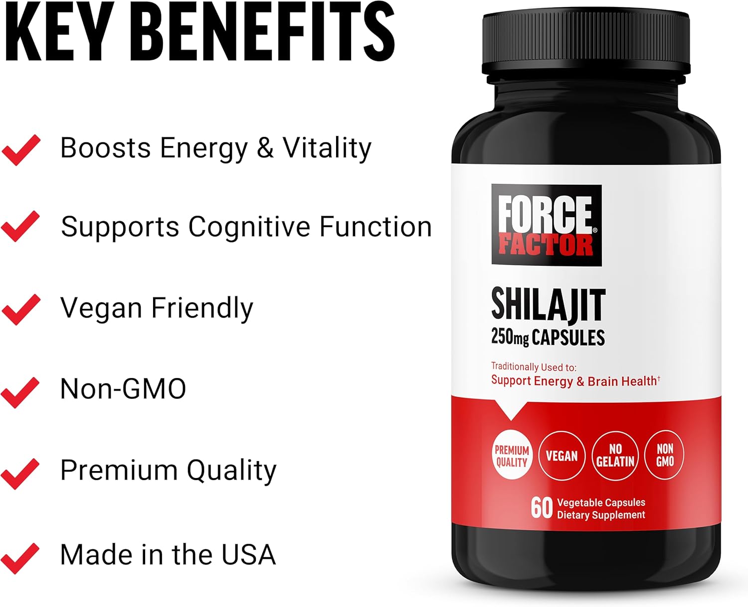 Force Factor Shilajit 250 mg Men and Women to Support Energy and Brain Health 60 Caps - Galeri