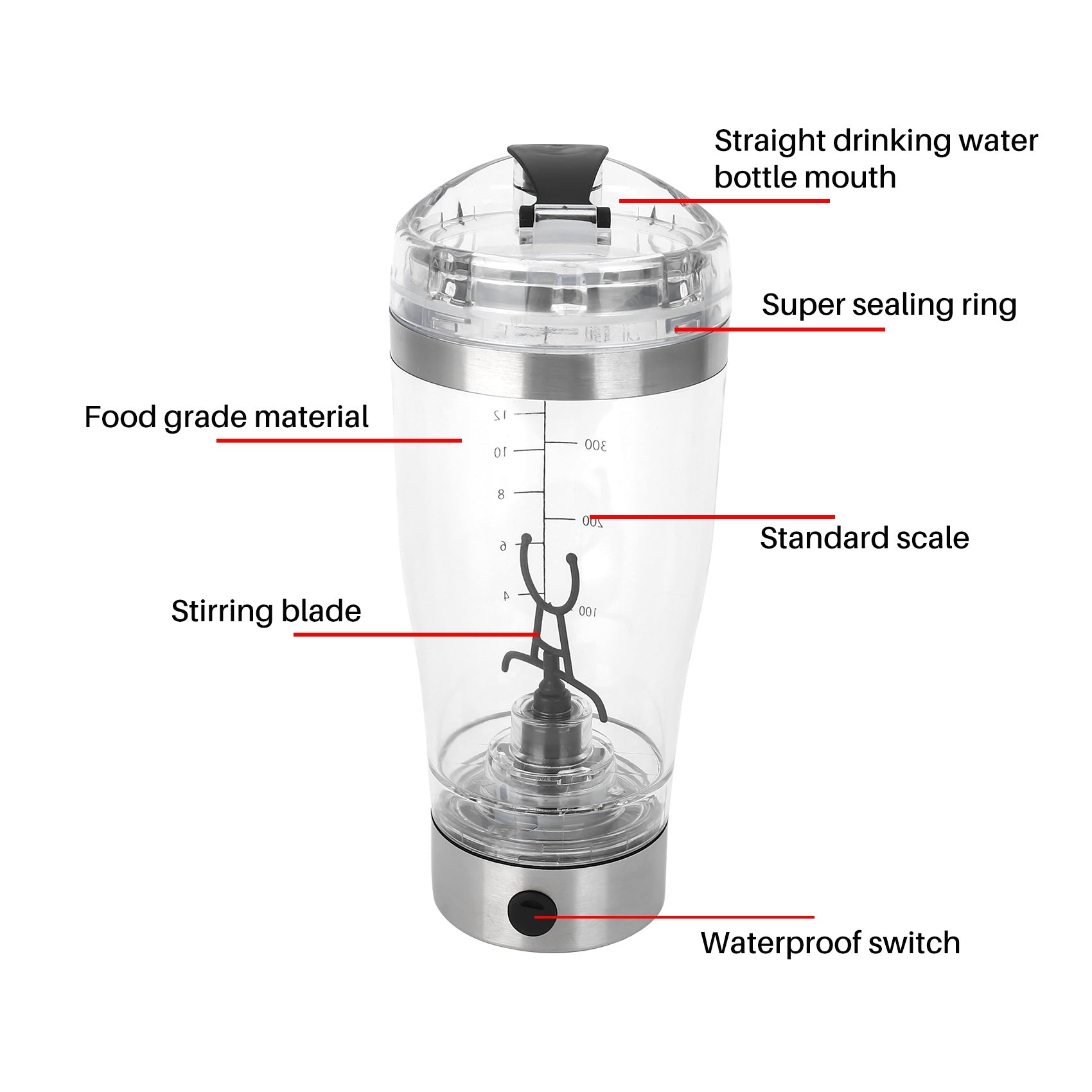 Elektrikli Electric Shaker Bottle Protein tozu otomatik Shaker şişe sızdırmaz mikser 450ml - Galeri