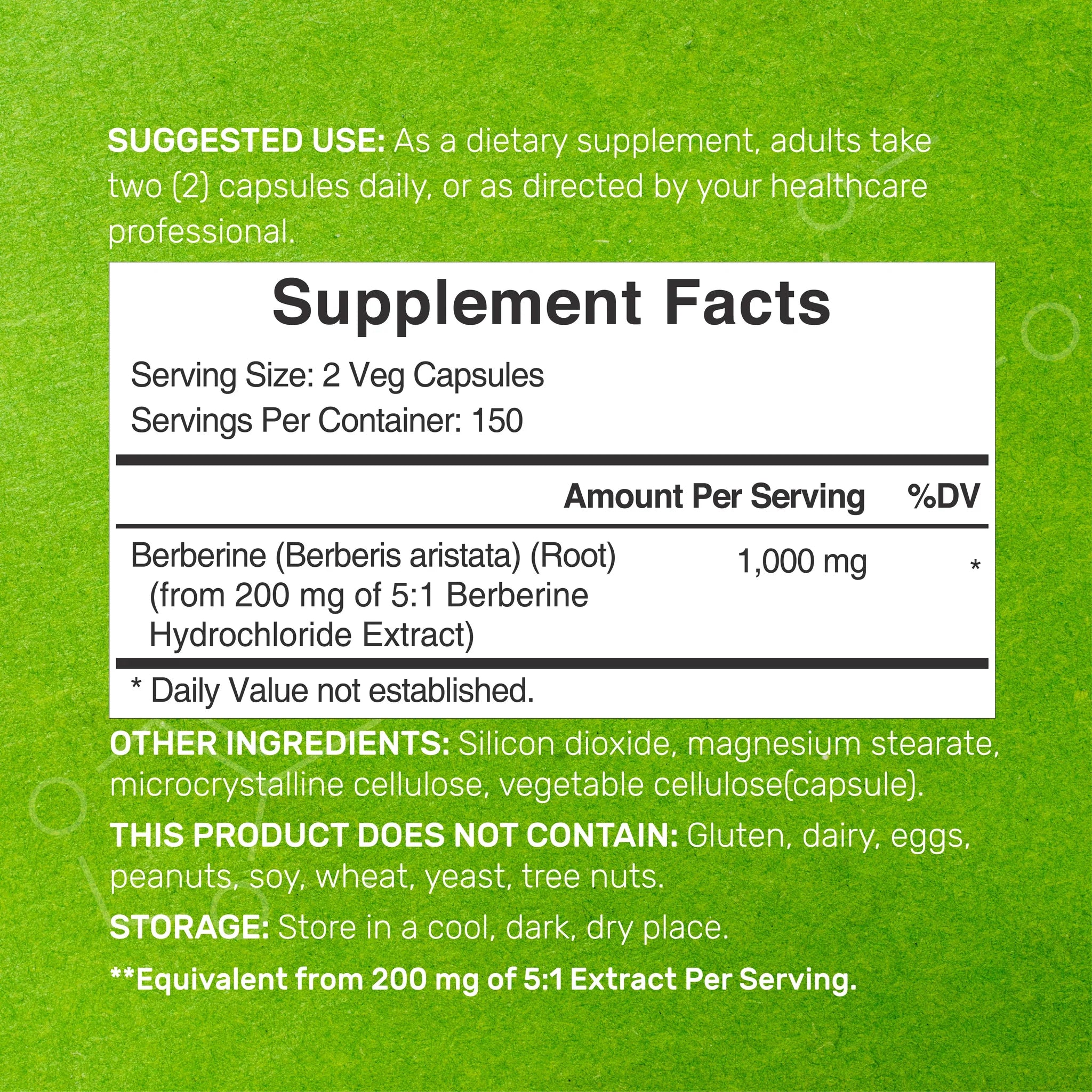 Deal Supplement Berberine 1000mg Per Serving 300 Veggie Caps - Galeri