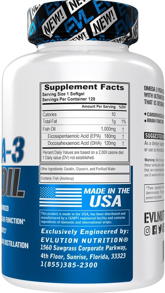 Evlution Nutrition Triple Strength Omega 3 Fish Oil  120 Softgels - Galeri