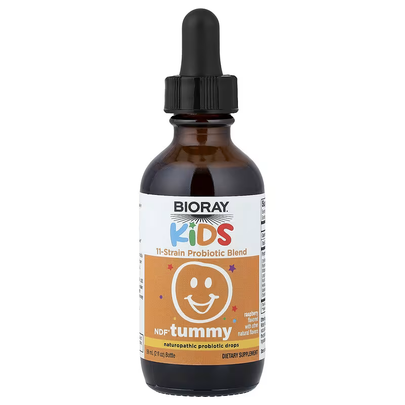 Bioray Kids NDF Tummy 11-Strain Children's Probiotics Blend Raspberry 2 fl oz 60 ml - Galeri