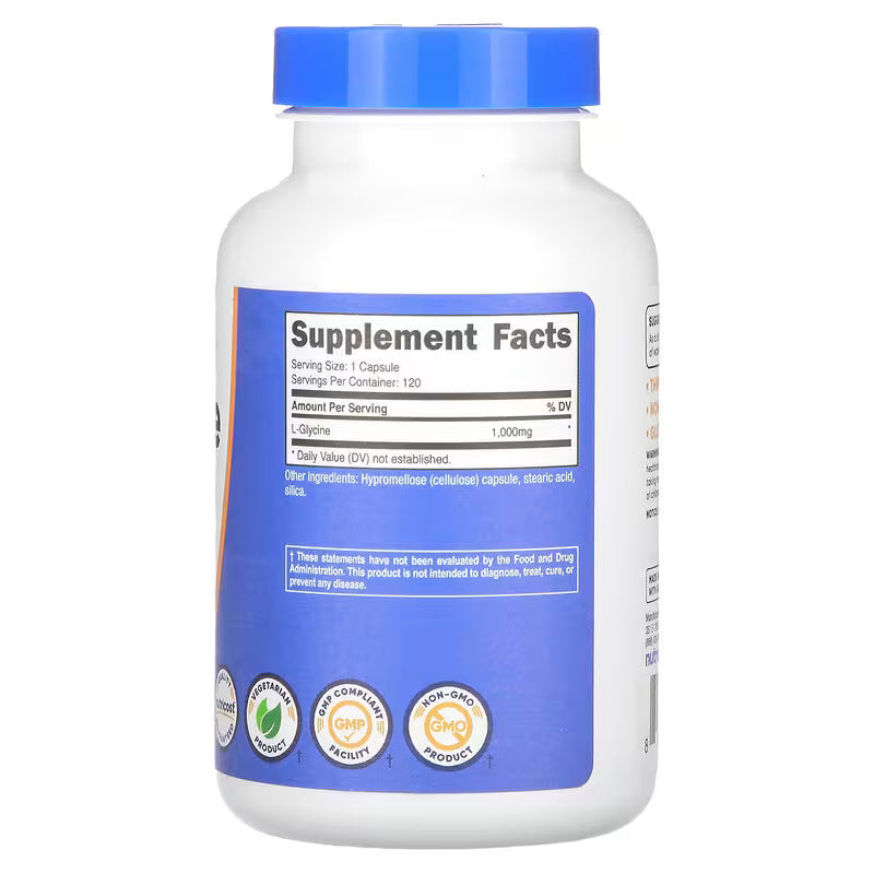 Nutricost L-Glycine 1,000 mg 120 Capsules - Galeri