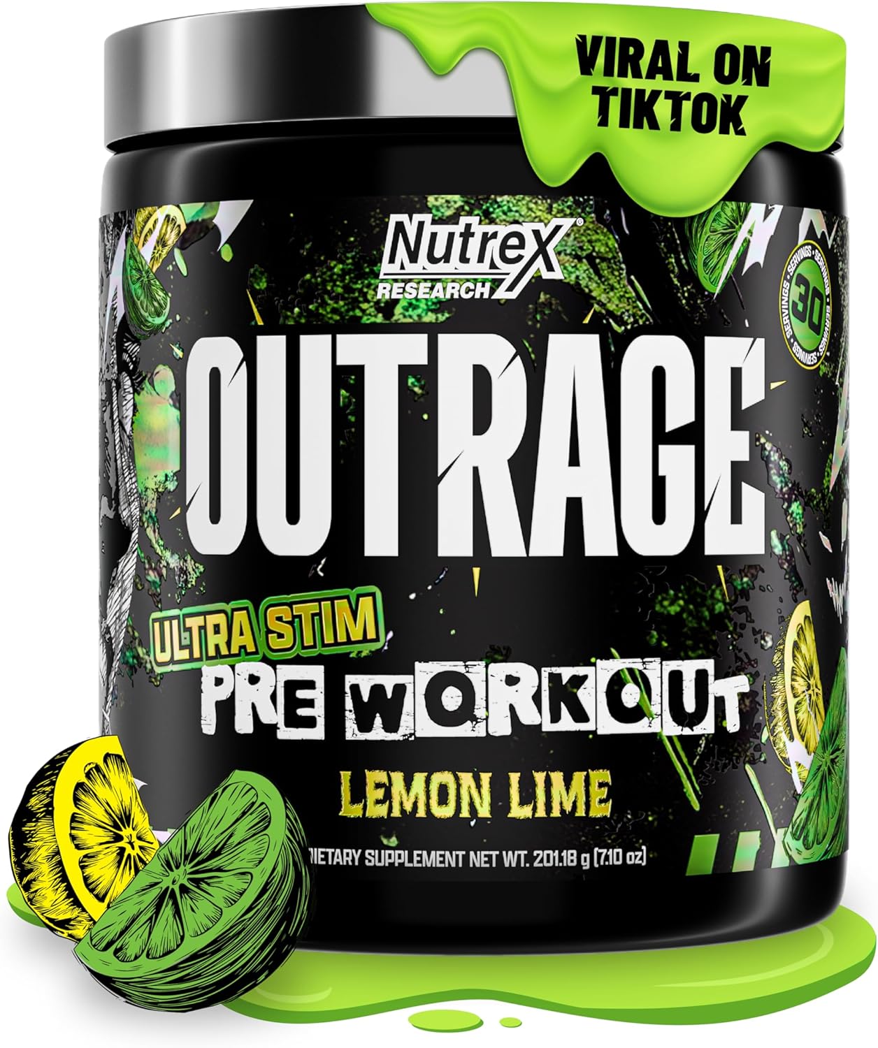 Nutrex Outrage Ultra HIGH STIM PreWorkout Caffeine L-Citrulline Beta-Alanine Creatine Energy Focus - Galeri