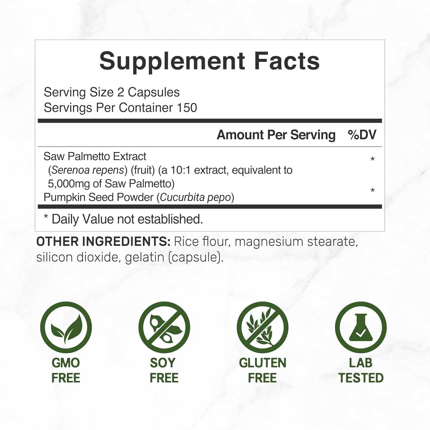 Deal Supplement Saw Palmetto 5000 mg with Pumpkin Seed 300 Caps Prostate Health DHT Blocker Hair - Galeri