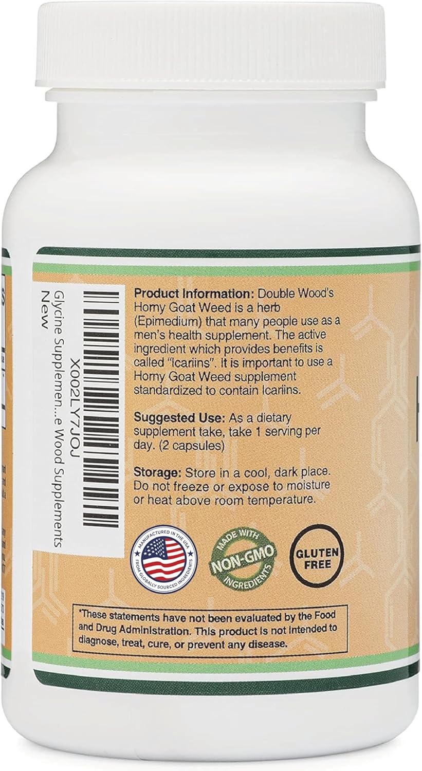 Double Wood Horny Goat Weed Men Women Max Strength Epimedium Male Enhancing 1,000mg 90 Caps - Galeri