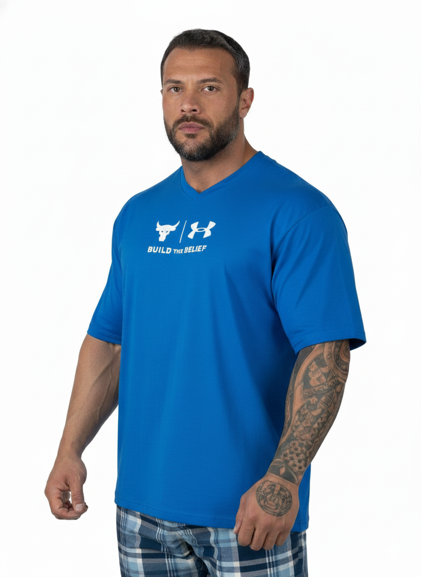 Oversize Tisort Build The Belief Mavi