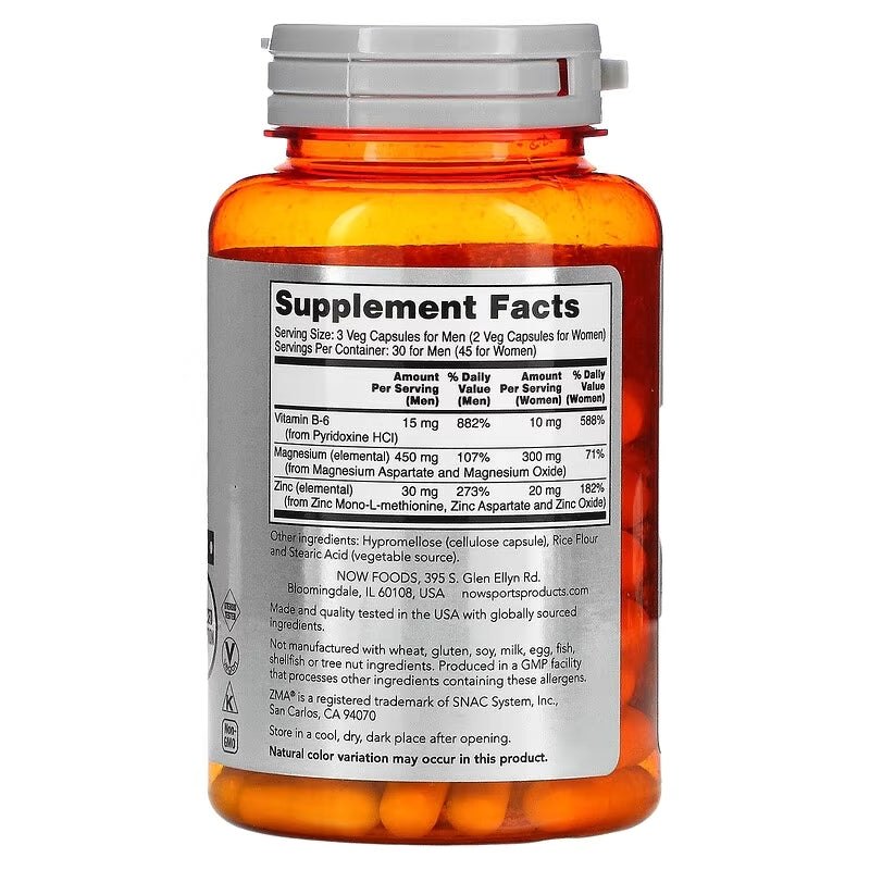 NOW Foods Sports ZMA Sports Recovery 90 Vegetarian Capsules - Galeri
