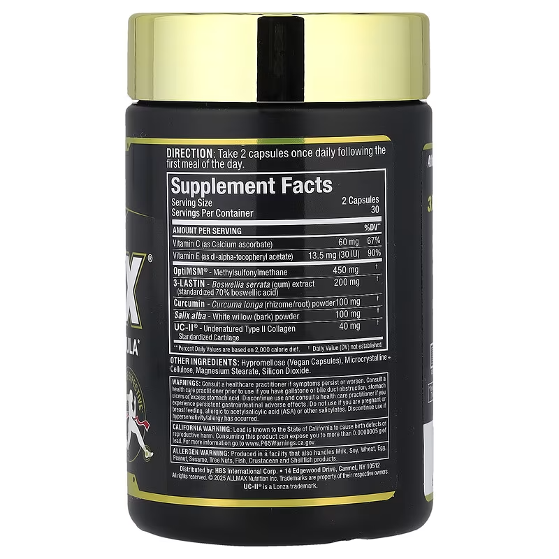 Allmax Allflex All-In-One Joint Collagen Cartilage Curcumin OptiMSM UC-II 60 Caps - Galeri