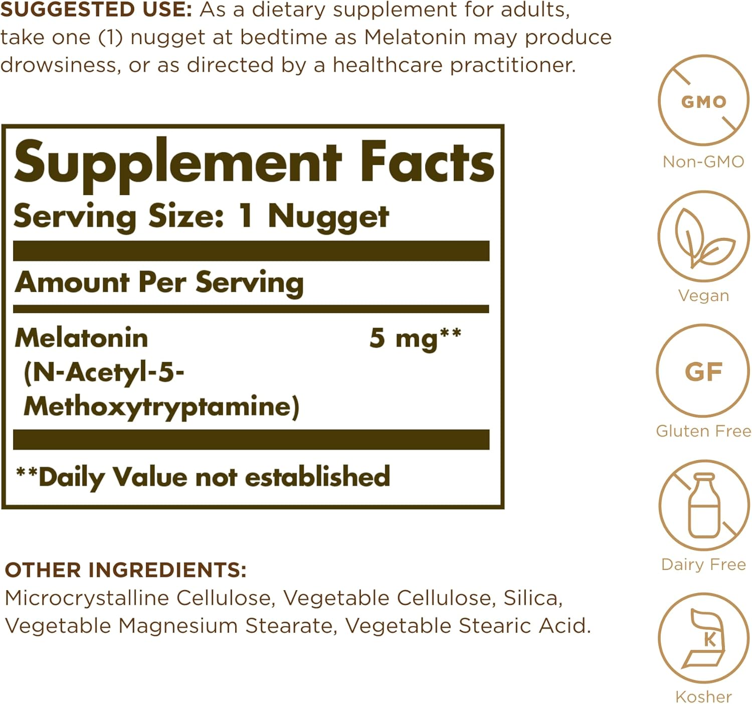 Solgar Melatonin 5 mg 60 Nuggets - Helps Promote Relaxation & Rest 60 - Galeri