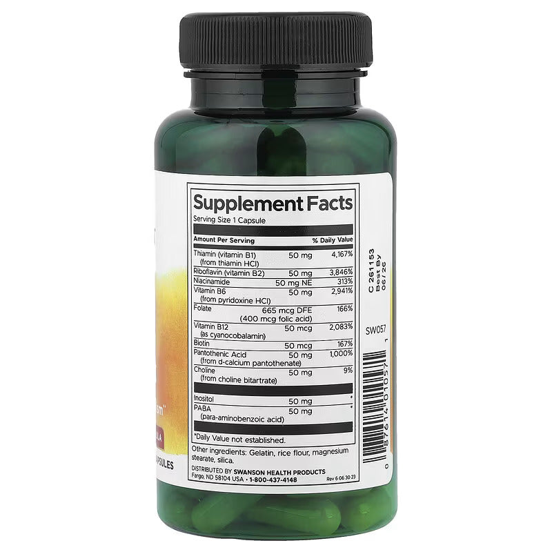 Swanson Balance B-50 Vitamin B Complex Energy and Metabolism 100 Caps - Galeri