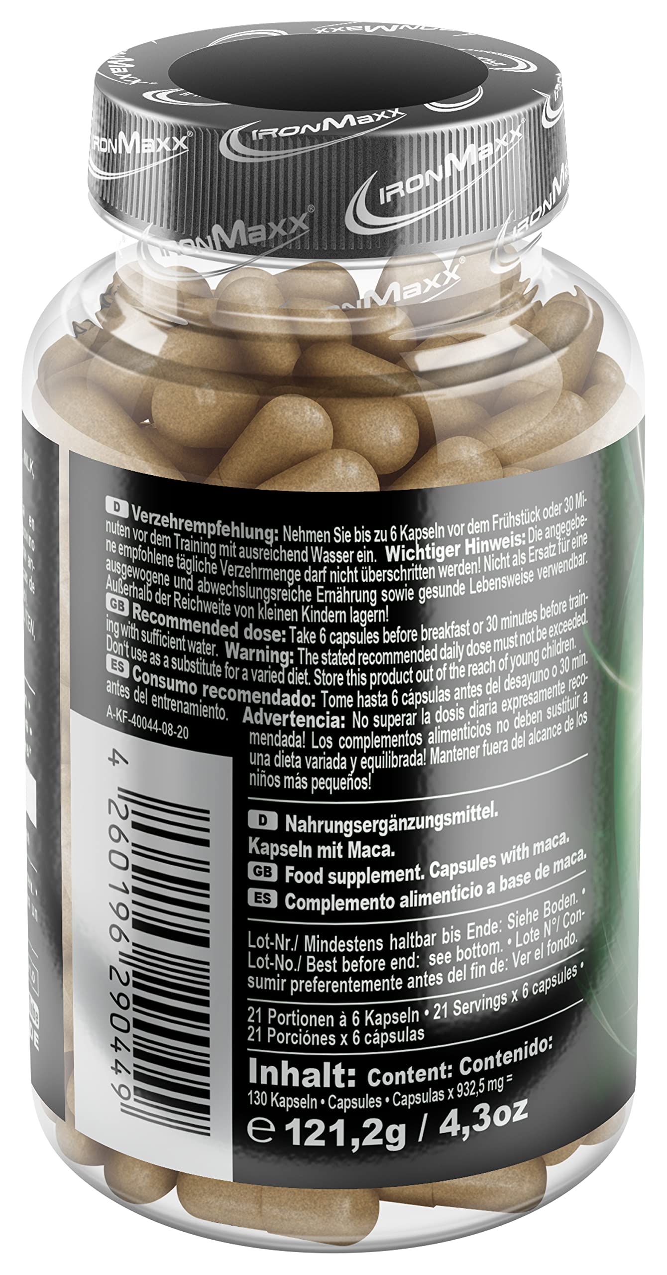 Ironmaxx 910mg Maca (MATCHA) Origin 800 Mg Capsules 130 Caps - Galeri