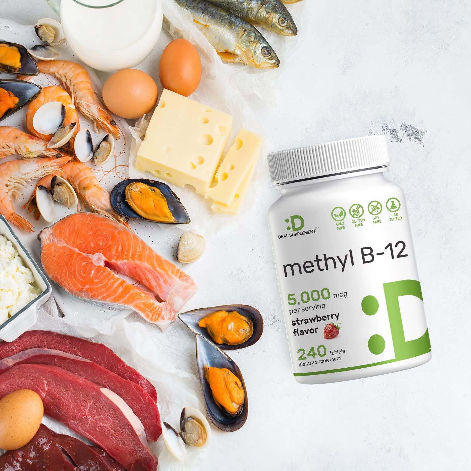 Deal Supplement Methyl B-12 Vitamins 5000 mcg, 240 Tablets - Galeri