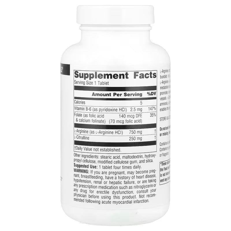Source Naturals L-Arginine L-Citrulline Nitric Oxide Complex 120 Tablet - Galeri