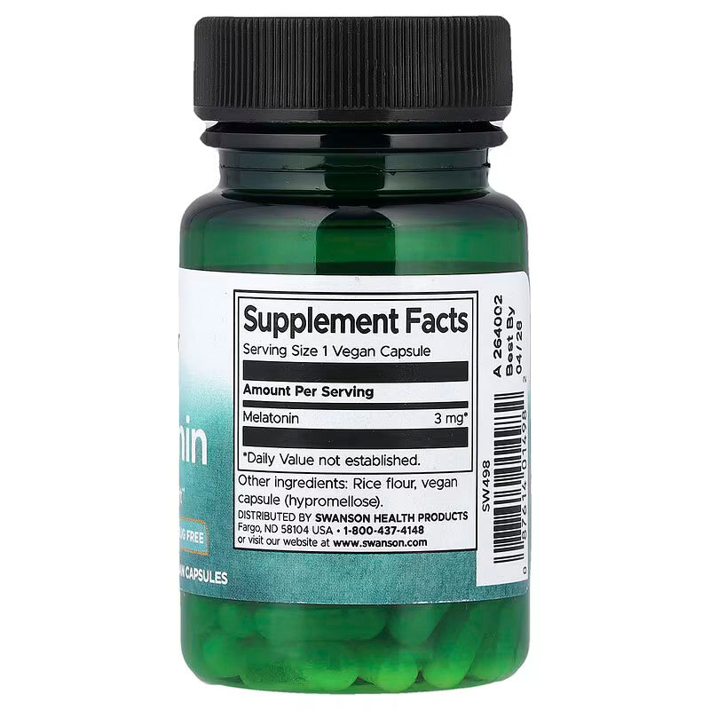 Swanson Melatonin Sleep Support 3 mg 60 Capsules - Galeri