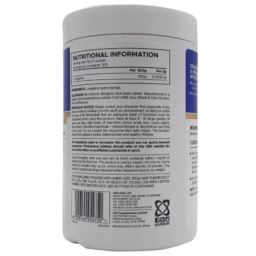 USN Pure L-Arginine Amino Acid Nitric Oxide 300 Gram - Galeri